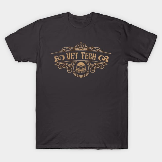 Vet Tech - Vintage label with Skull Design T-Shirt by best-vibes-only